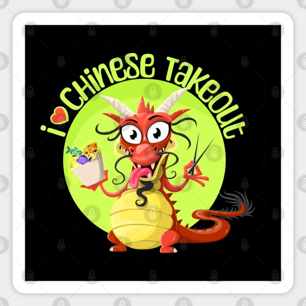 I Love Chinese Takeout, red dragon Magnet by HolidayBug
